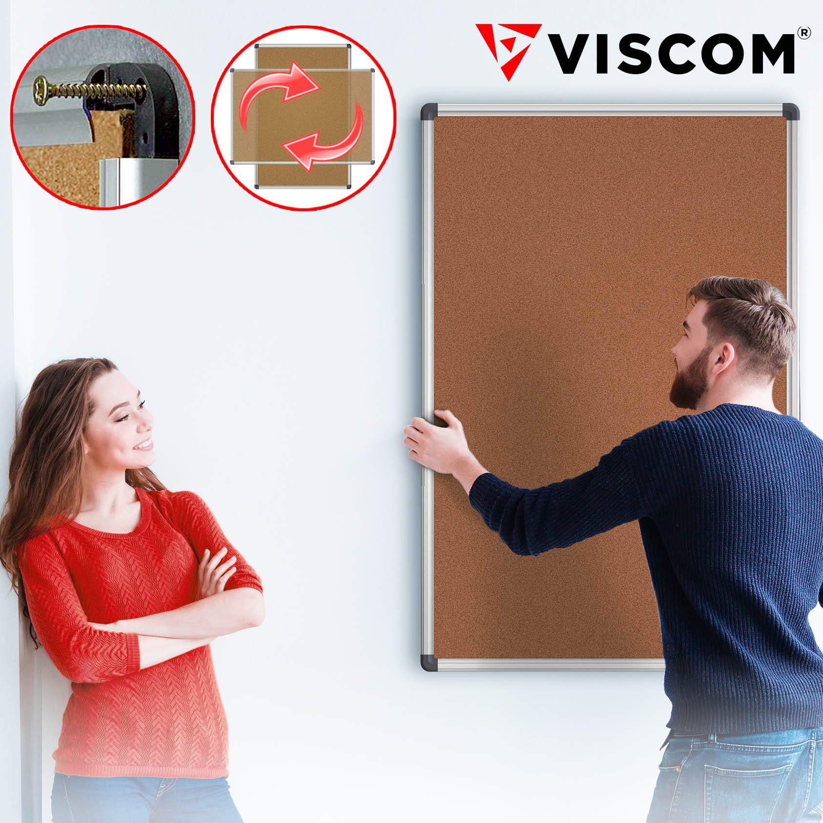 Viscom Pinnwand CORKY, Pinntafel mit Kork-Oberfläche - mit Aluminiumrahmen - selbstheilend