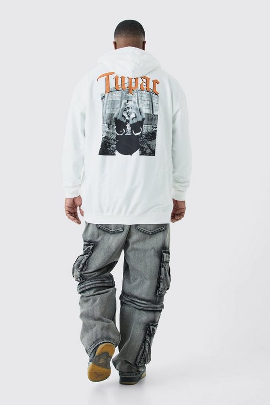 Plus Hoodie mit lizenziertem Tupac Print