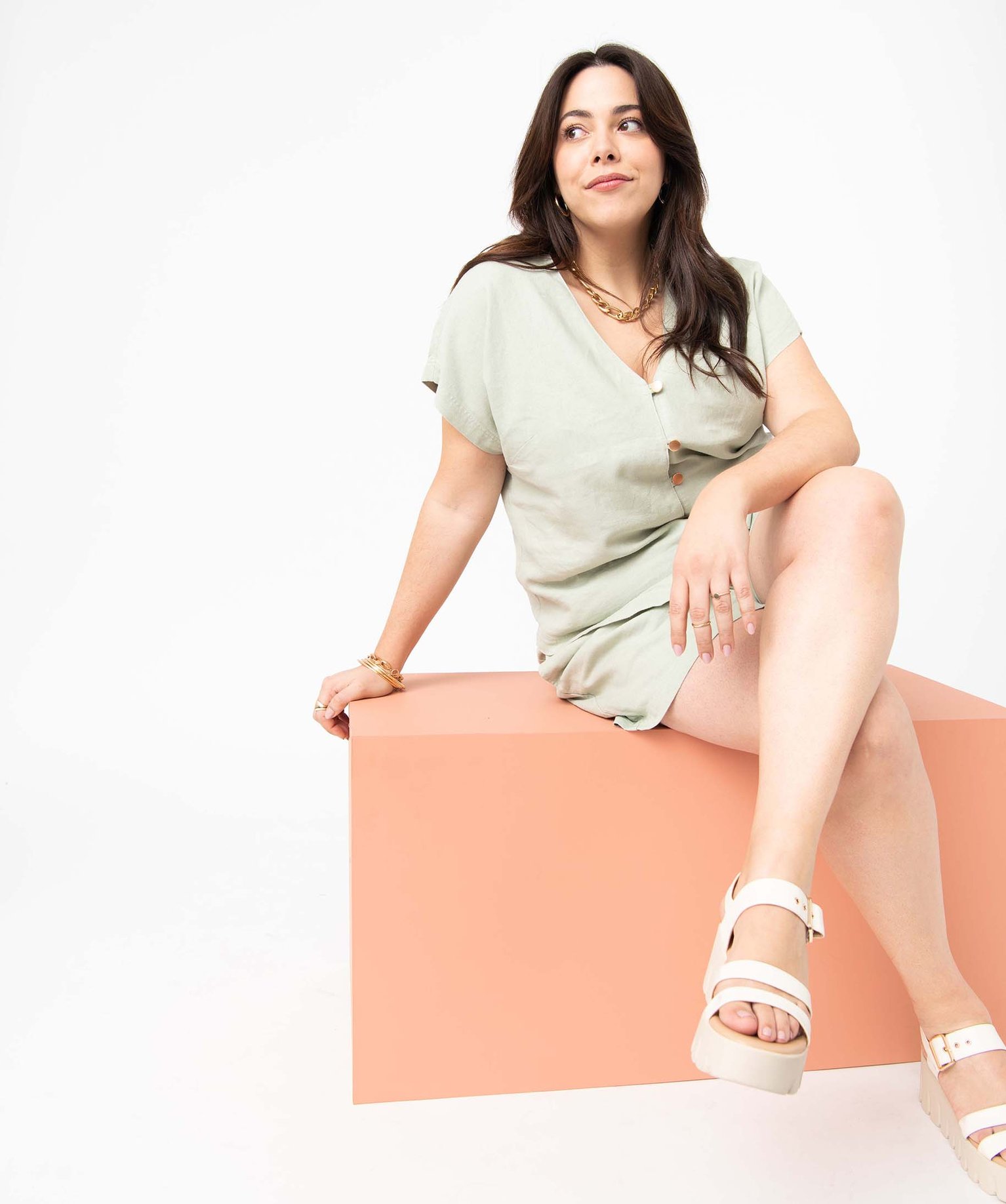 Chemise femme grande taille en lin et viscose beige | GEMO