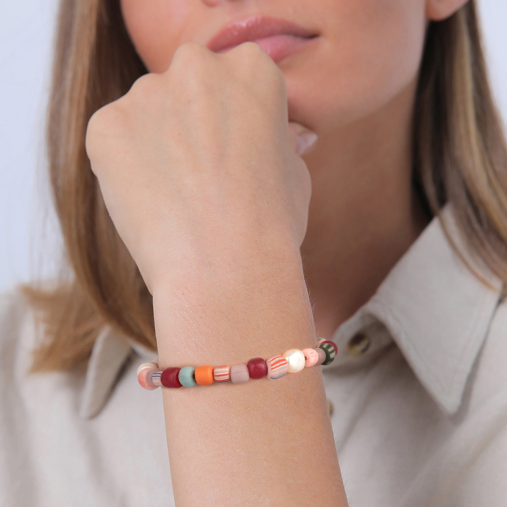 Elli Elli Bracelet Femmes Perles de verre multicolores avec Perles de culture d'eau do Bracelet
