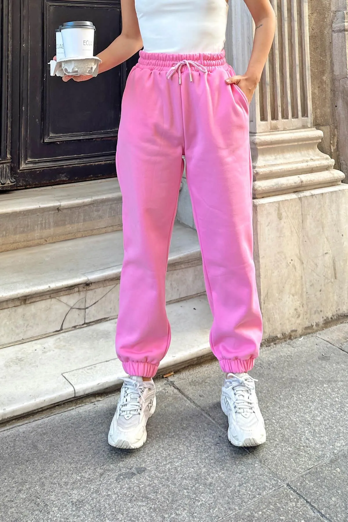 Swist  Rosa Damen-Jogginghose mit hoher Taille und elastischem Bund innen