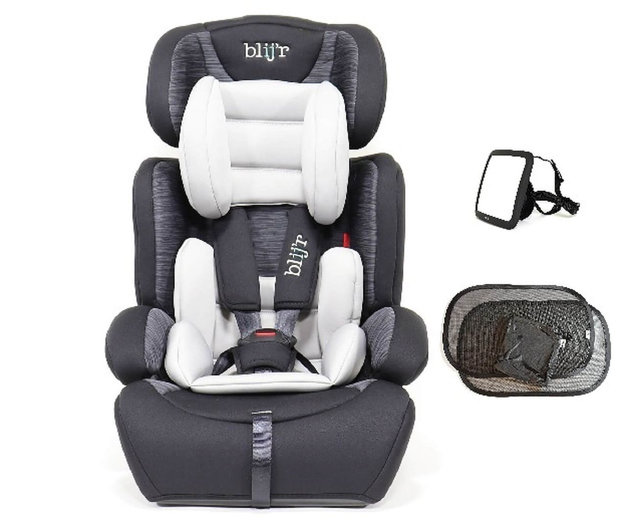 Blijr Blij´r Ivo Grey/Black Autositz mit Wumbi Rücksitzspiegel und Sonnenschutz