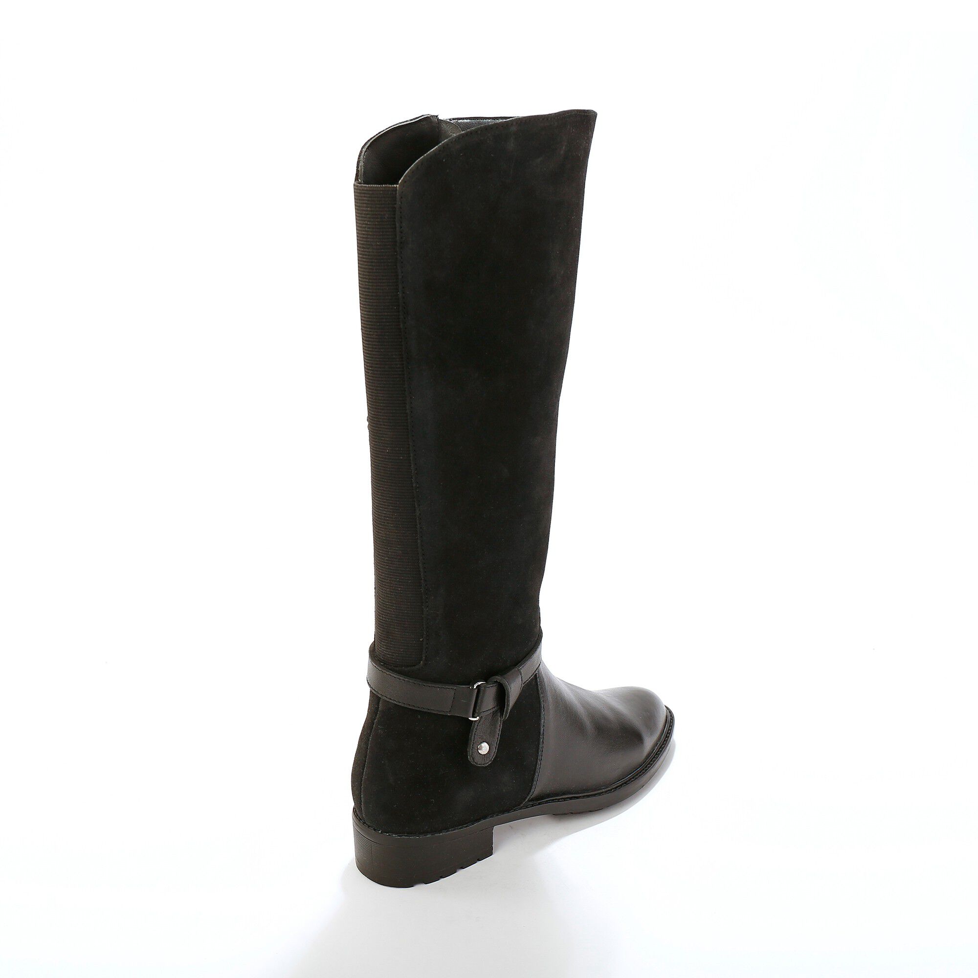 Bottes en cuir bimatière à mollets élastiqués