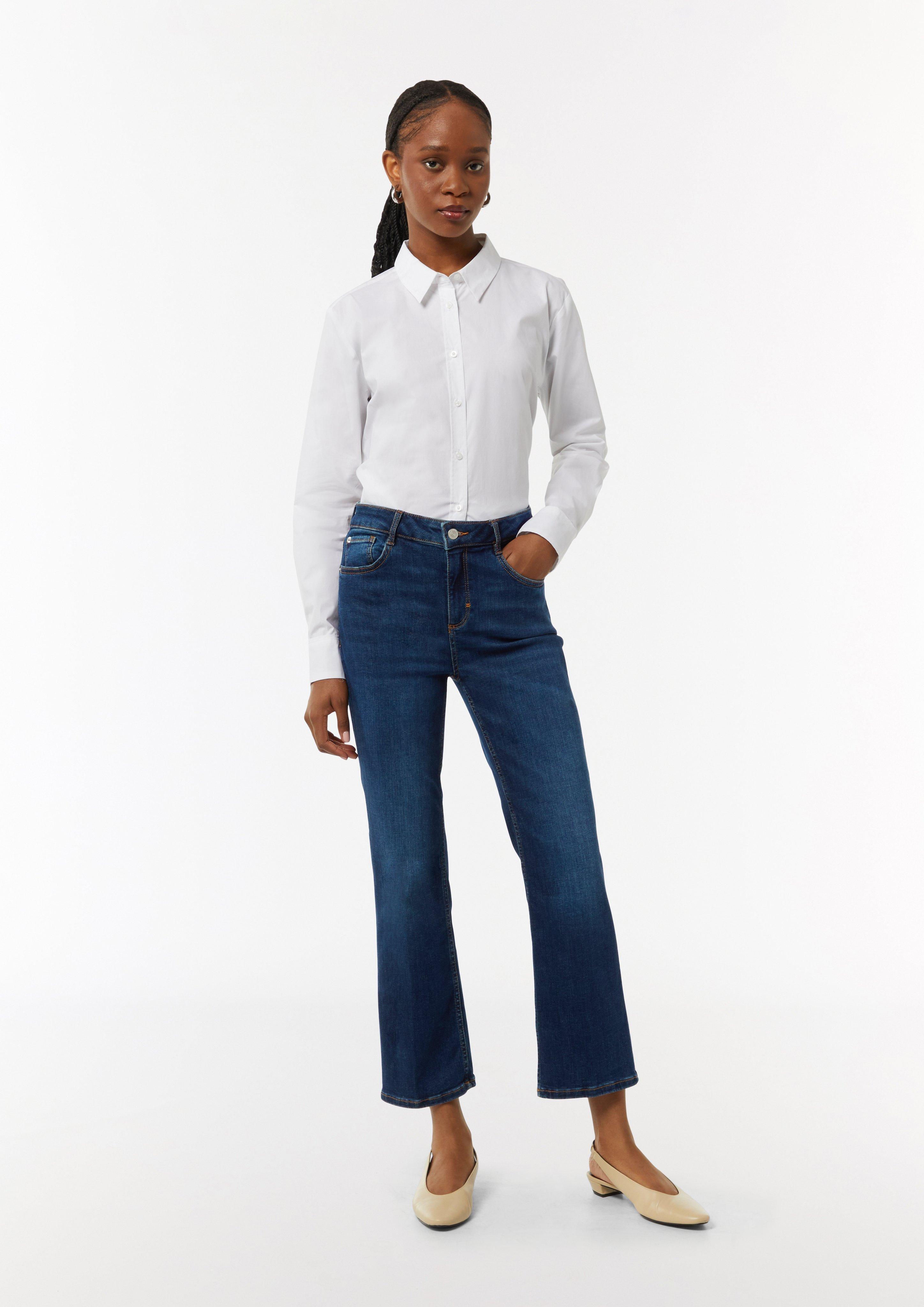 Elastische Ankle-Jeans mit leicht ausgestelltem Bein - dunkelblau