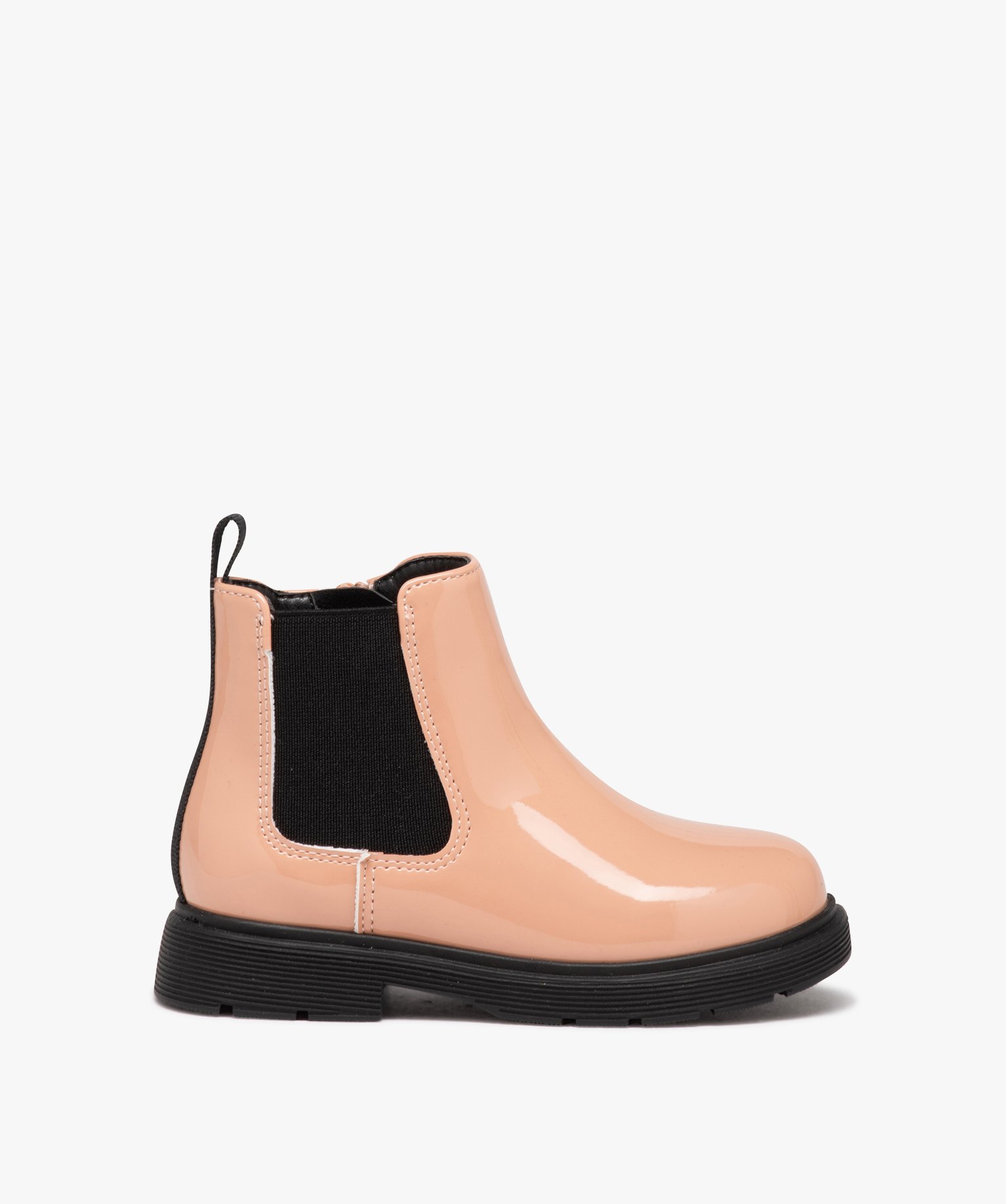 Bottes fille Chelsea vernies à zip rose | GEMO