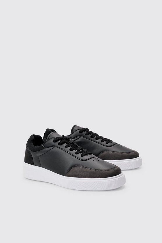Sneaker mit klobiger Sohle und Kontrast-Oberteil in Schwarz