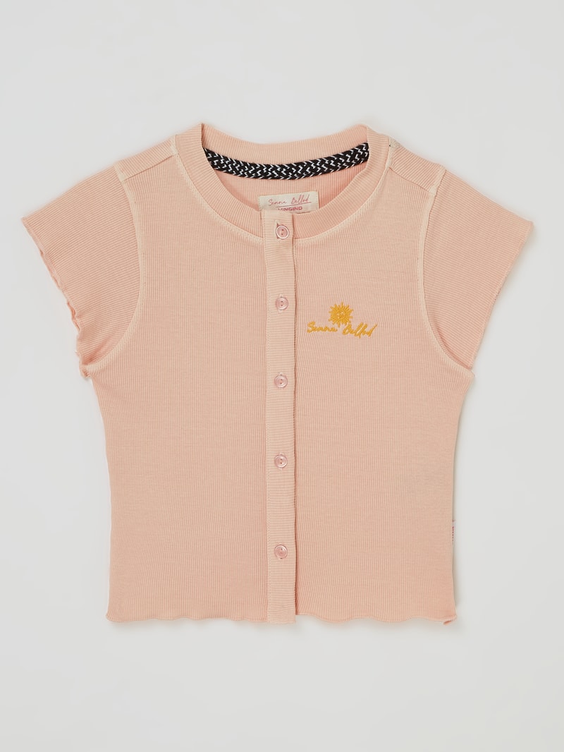 T-Shirt mit Knopfleiste Modell 'Henrieke' in altrosa