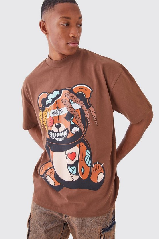Oversize T-Shirt mit Angry Teddy Print