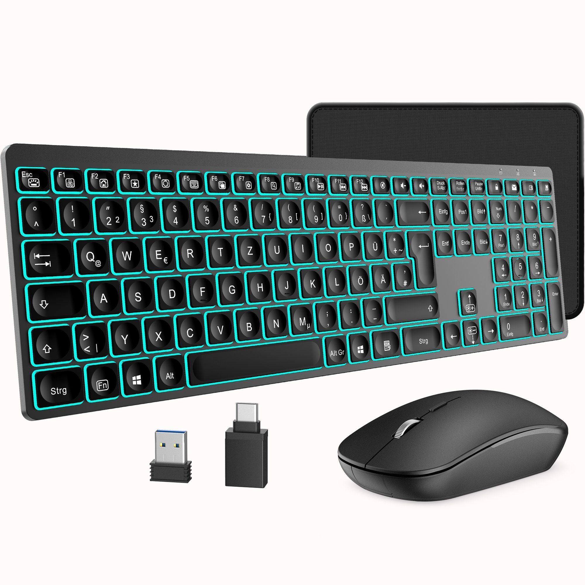 Vbrisi Wireless Keyboard Mouse Set, Compatible with PC/Laptop/Tablet Tastatur- und Maus-Set