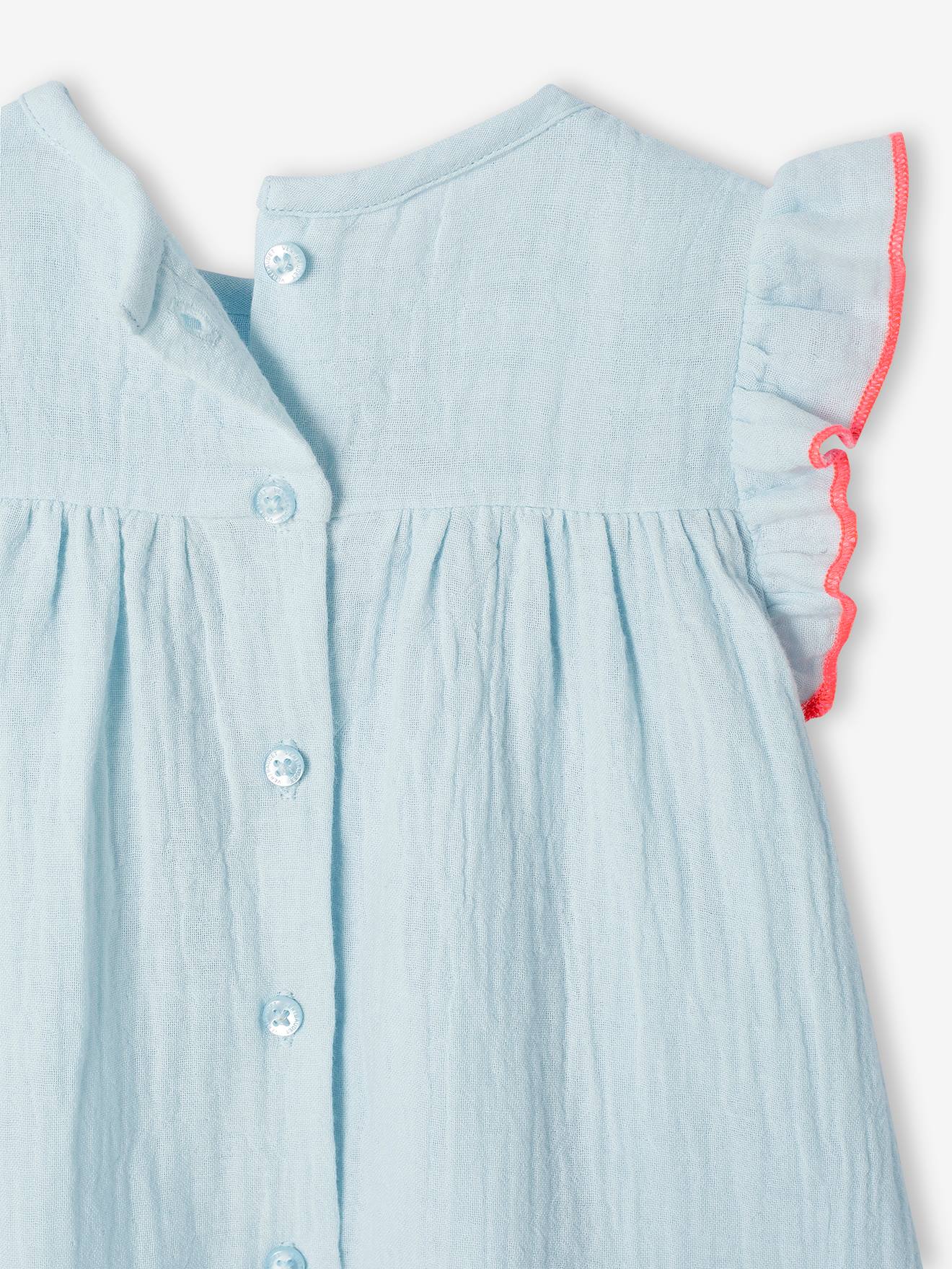 Robe bébé et son bandeau noeud bleu ciel