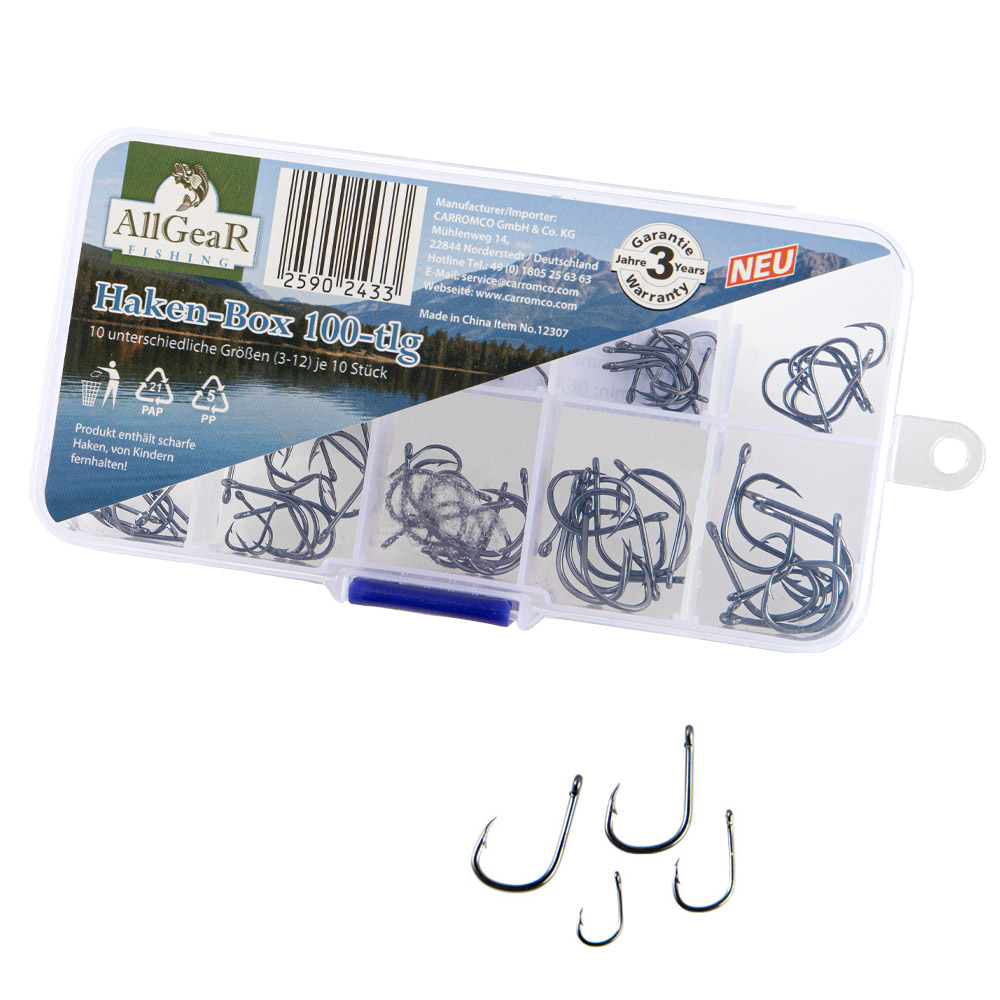 Allgearfishing Angel Zubehör Haken-Box 100tlg.