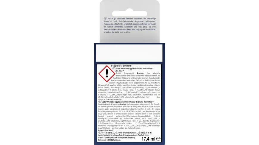 Glade Aromatherapy Essential Oils Duft-Diffuser Nachfüller Calm Mind 17.4 ml