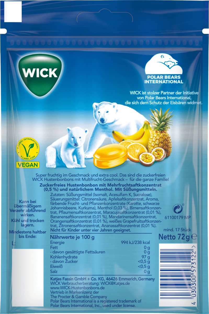 Bonbon, Multifrucht extra cool, zuckerfrei, 72 g