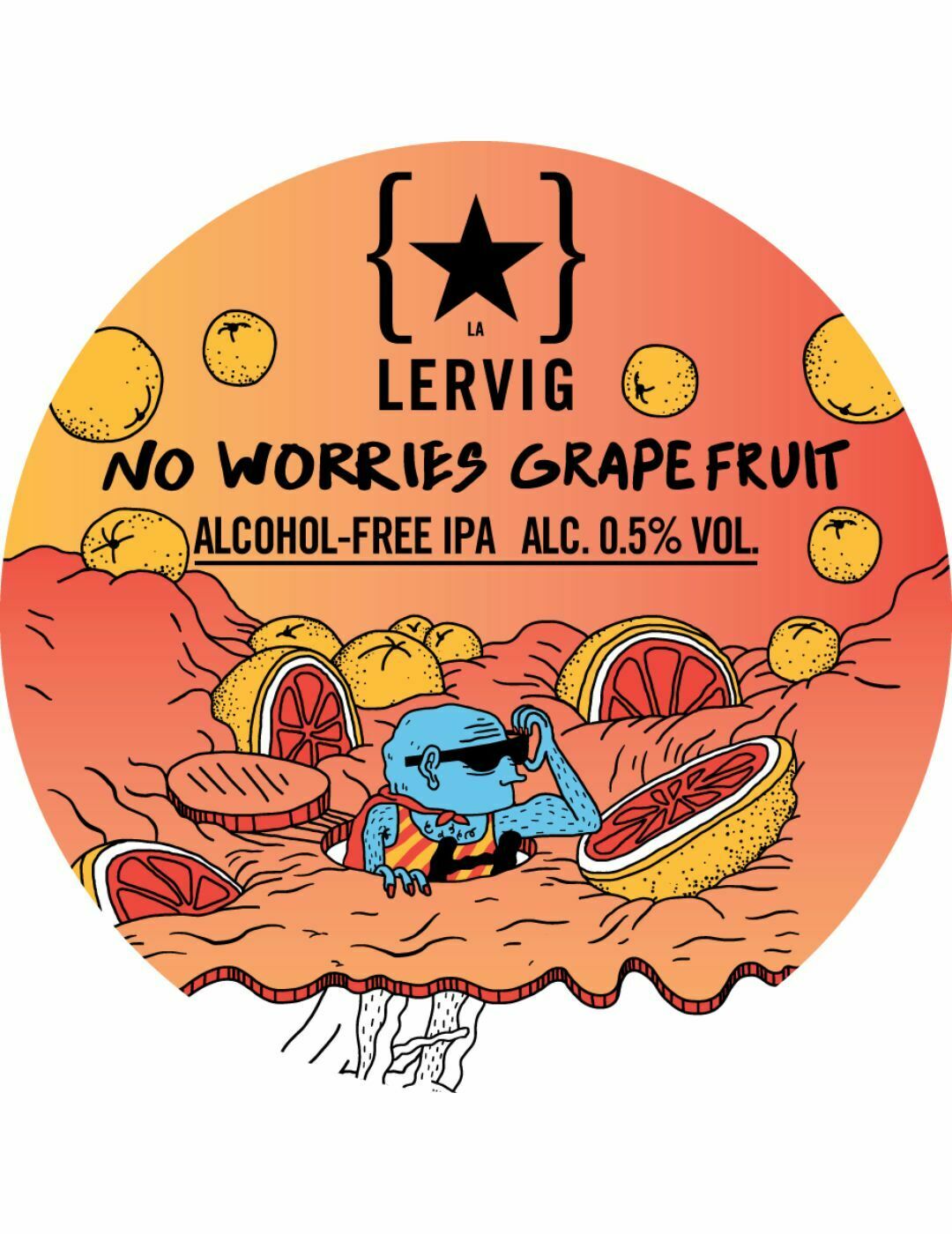 Lervig : No Worries Grape Fruit - Gueule de joie 0.5° |  33 cl