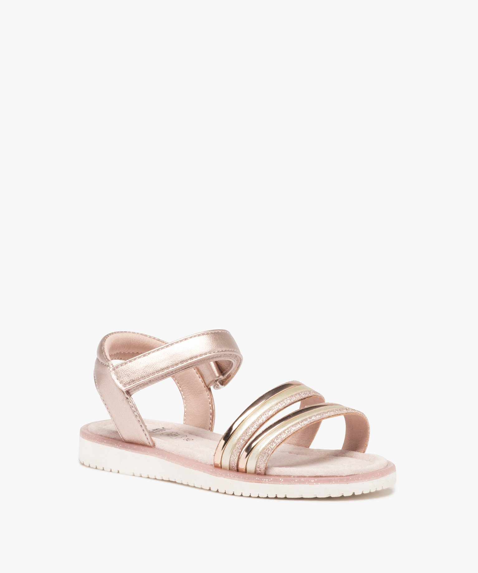 Sandales fille à brides brillantes et pailletées rose | GEMO