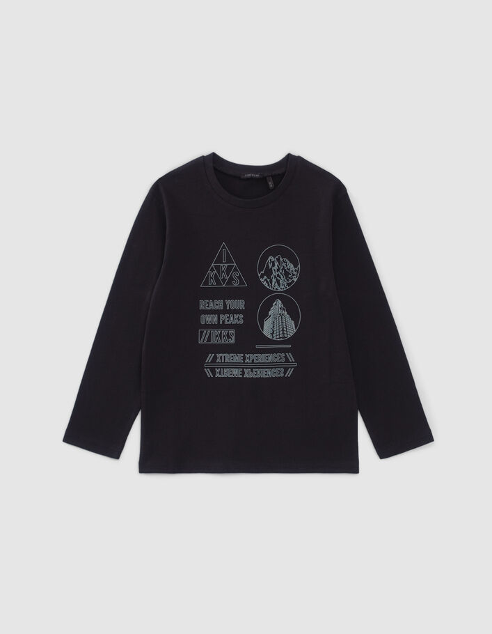 T-shirt noir bio visuels encre picots réfléchissants garçon
