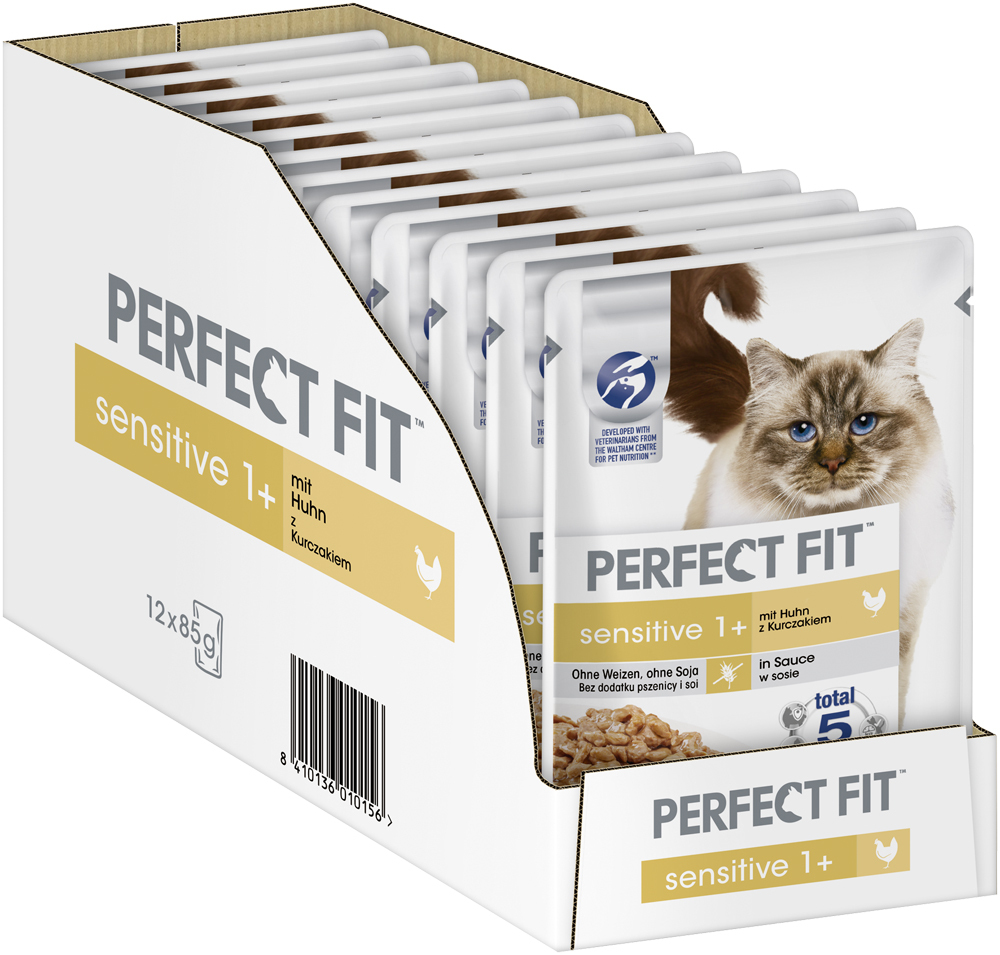 PERFECT FIT Nassfutter PERFECT FIT Sensitive 1+ 12x85g Huhn