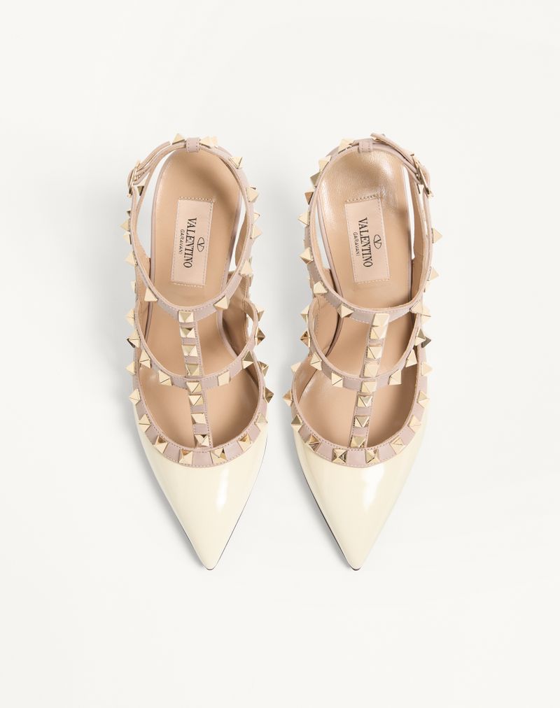Sapatos Rockstud Patent Pumps com tiras de 100 mm