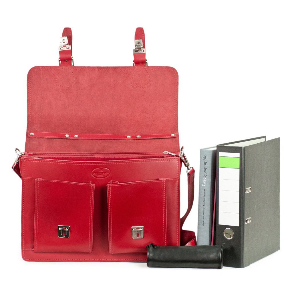 Hamosons Aktentasche Aktentasche / Lehrertasche, Größe L, Leder, Kirsch-Rot, Hamosons 600