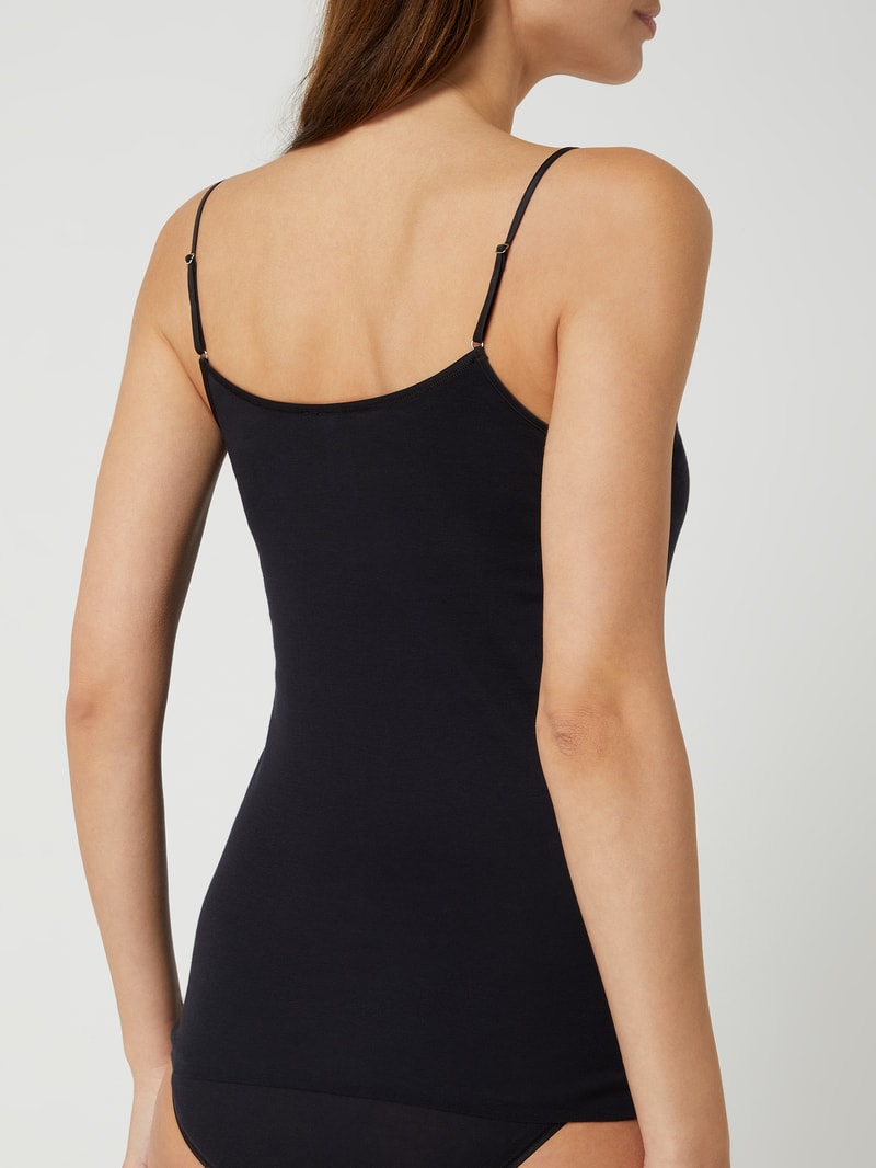 Unterhemd mit Spaghettiträgern - nahtlos Modell Cotton Seamless in schwarz