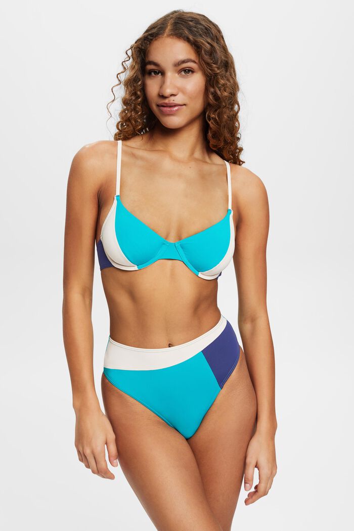 Bikinihose mit hohem Bund im Colour Block-Design