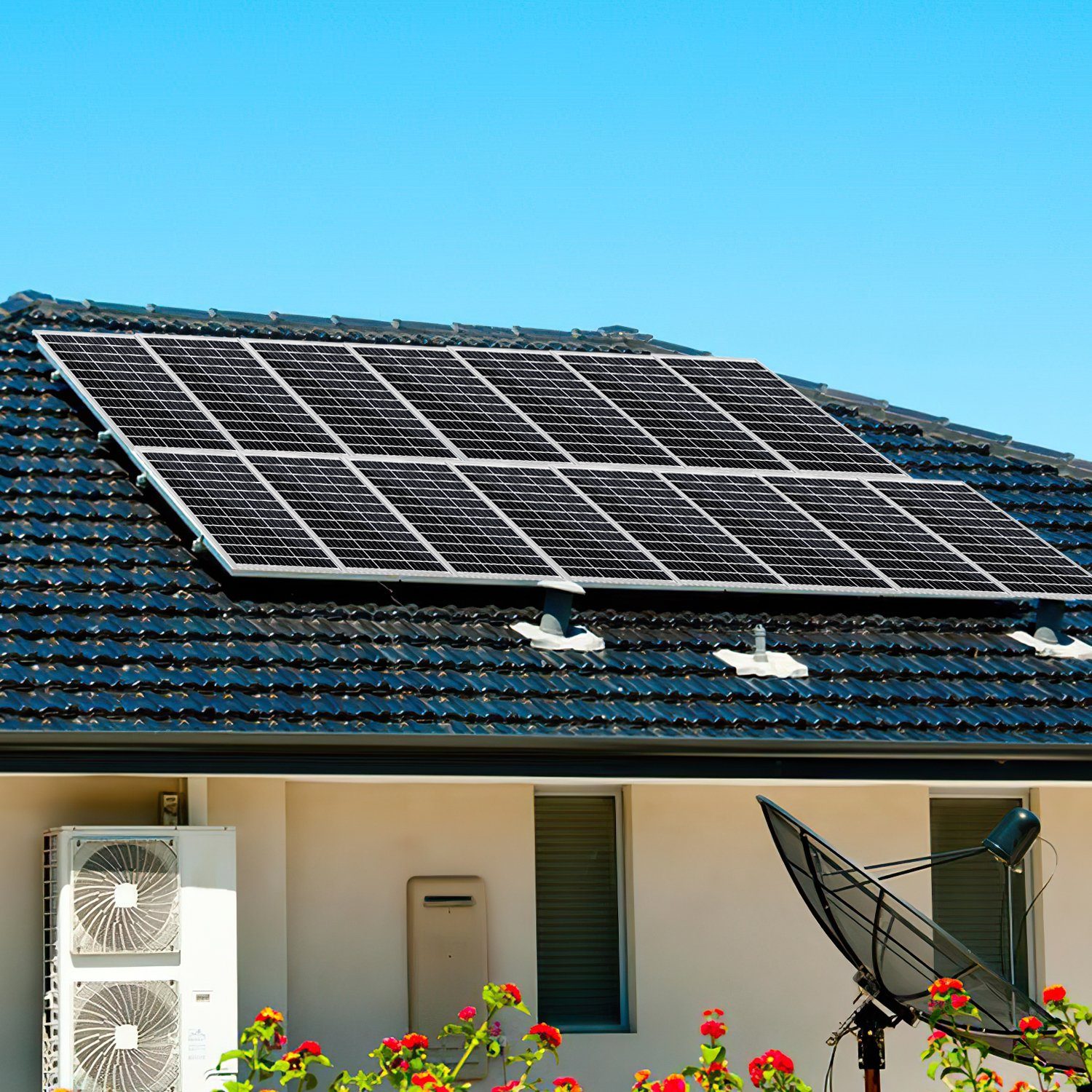 Gimisgu Solaranlage Solaranlage 100W Solarmodul Solarpanel für Camper, Wohnwagen, 100 W