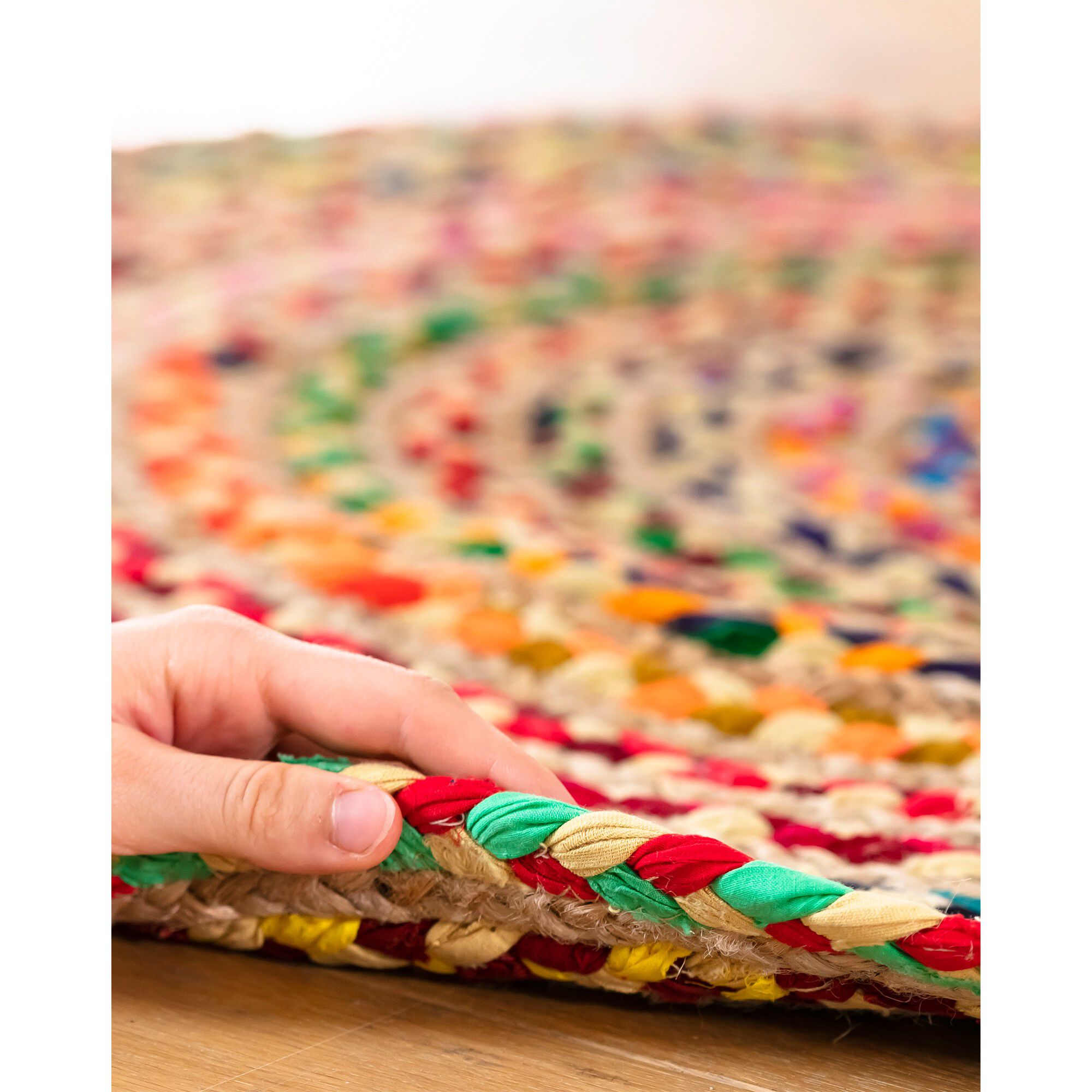 Tapis rond en jute et coton