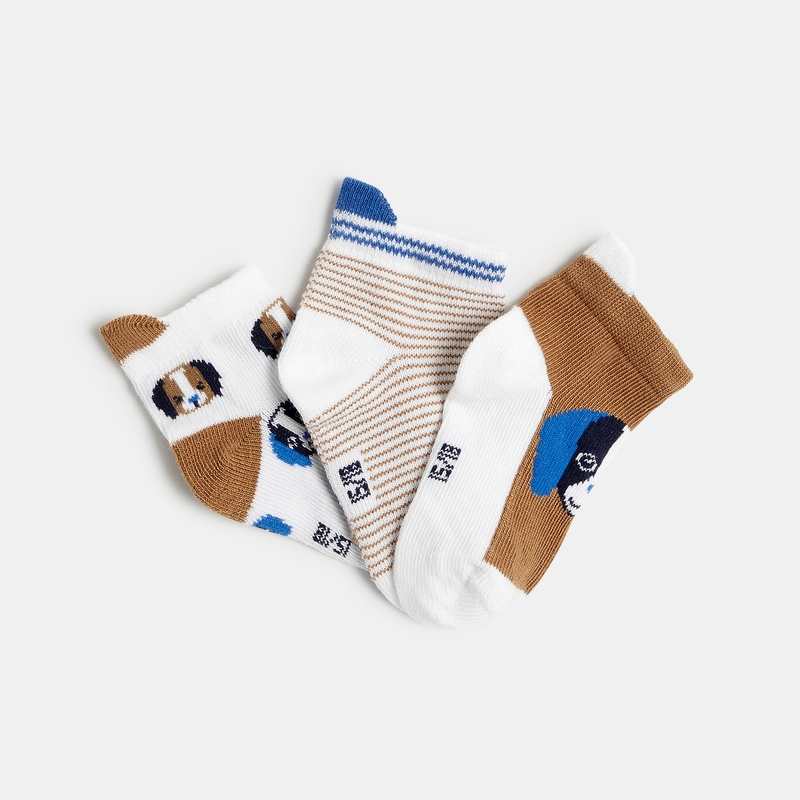 Chaussettes basses fantaisie marron bébé garçon