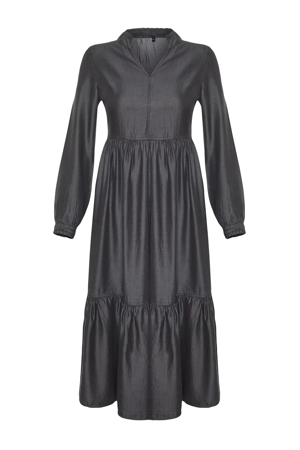 Trendyol Collection  Anthrazitfarbenes Lyosell-Jeans-Maxikleid TWOSS24EL00778