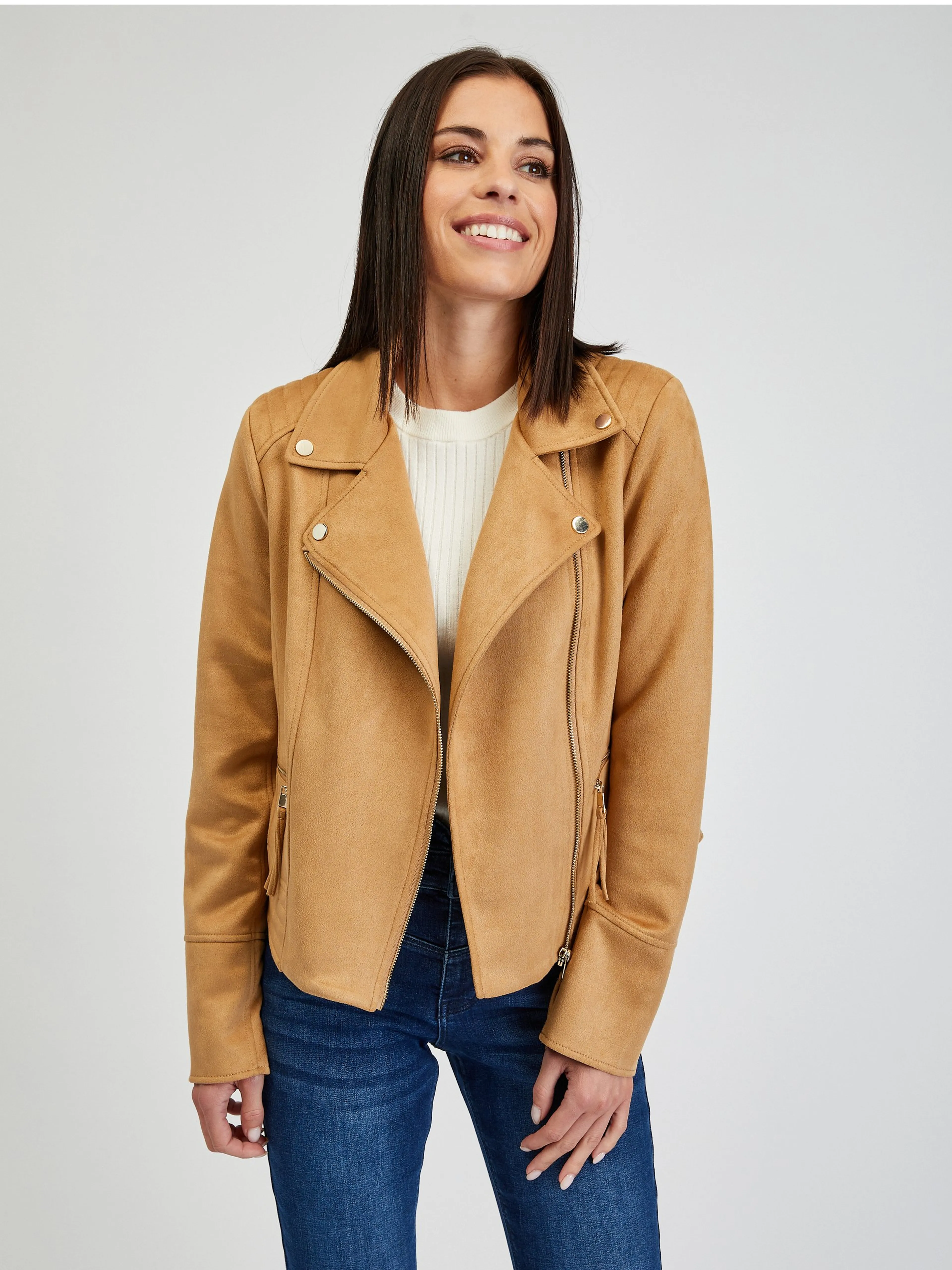 Tina hellbrauner Damen-Parka in Wildlederoptik ORSAY