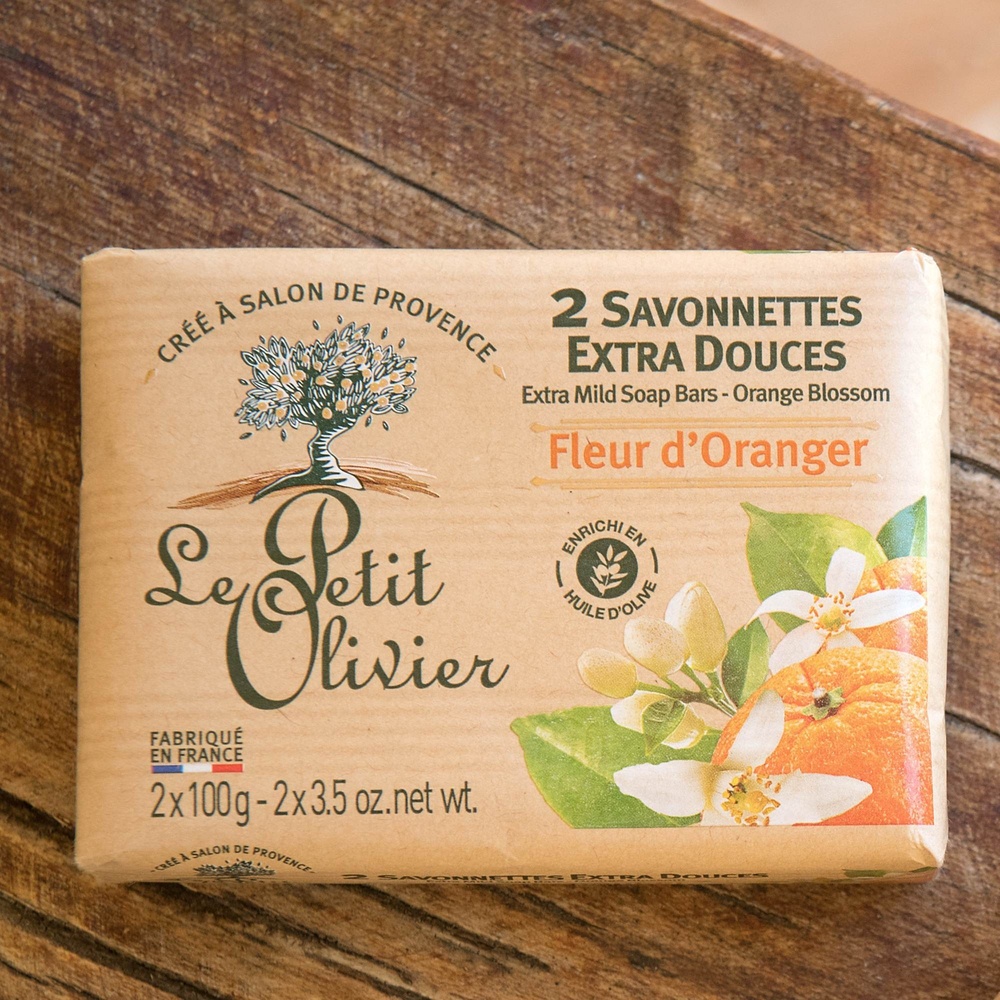 le petit olivier 2 Savonnettes Extra Douces Fleur d'Oranger Savon Solide Extra Doux