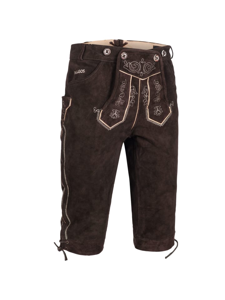PAULGOS Lederhose Kniebund Echtleder in Dunkelbraun günstig kaufen