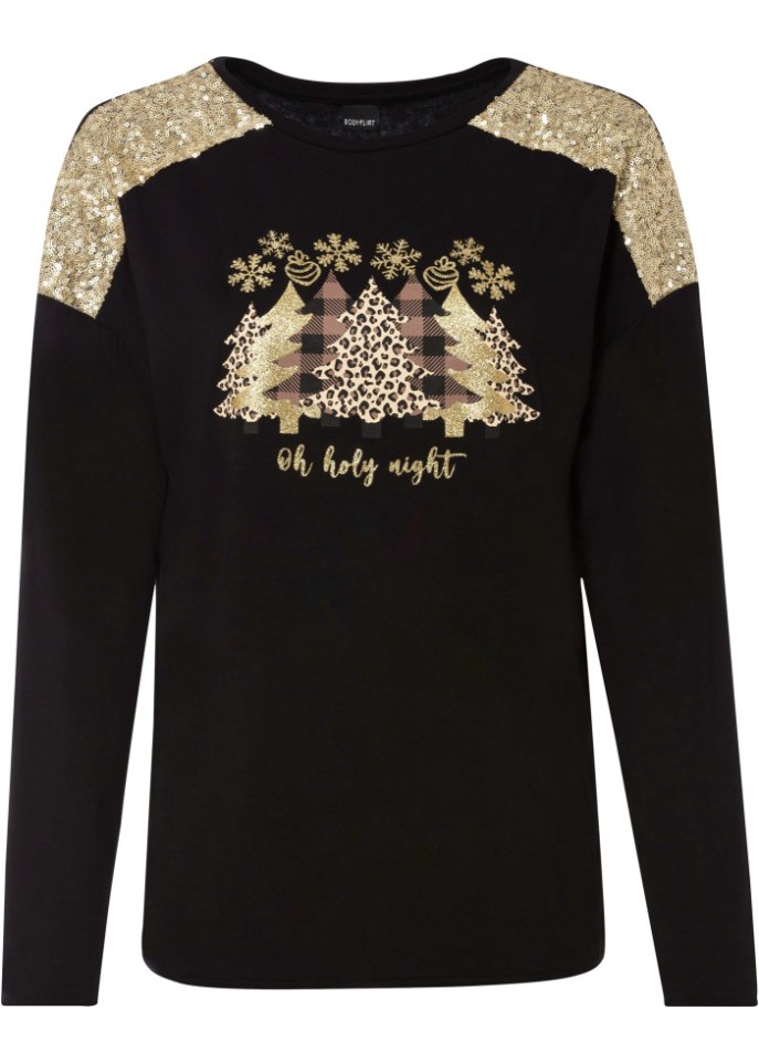 Oversize-Shirt mit Weihnachtsmotiv und schönen Pailletten