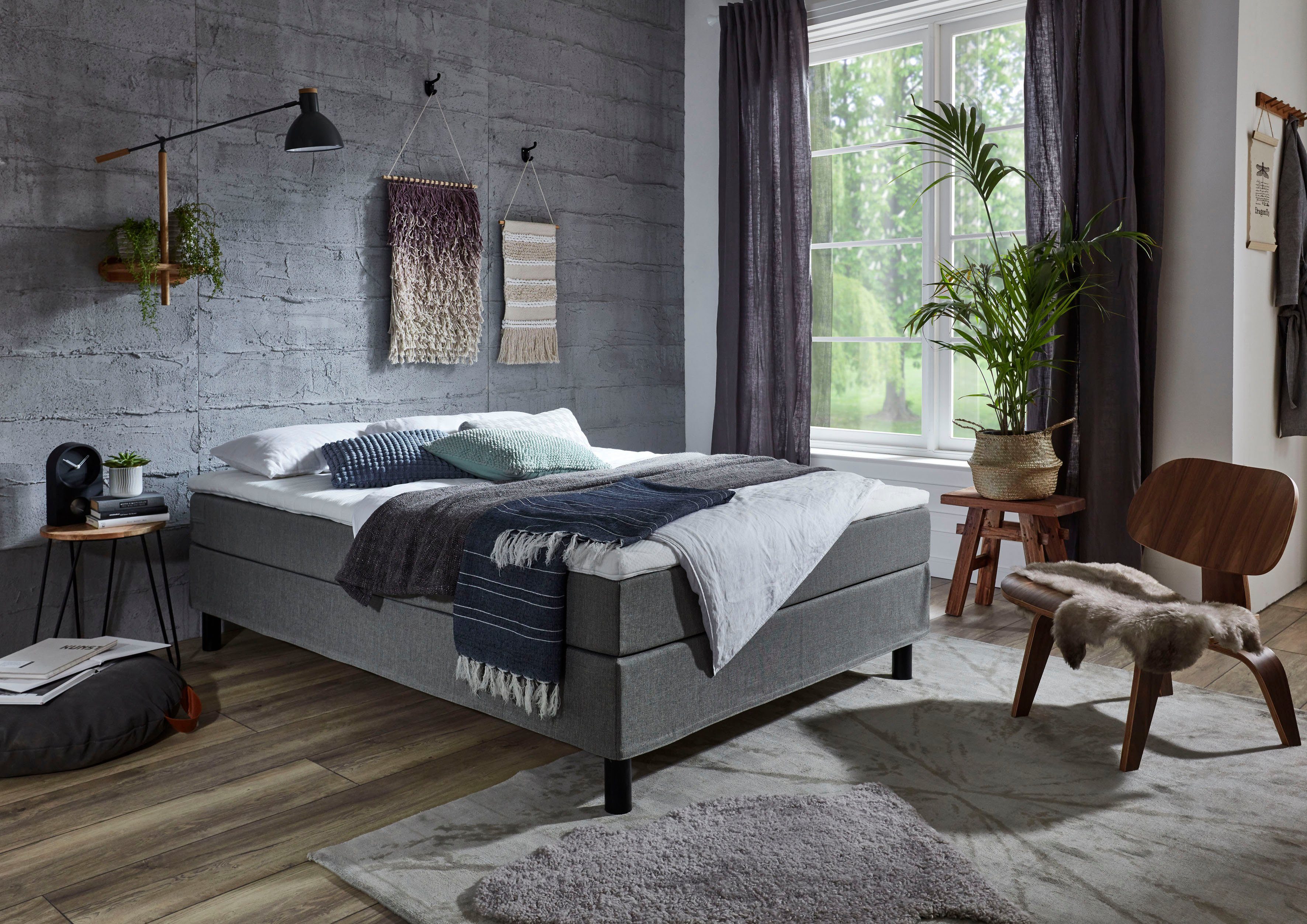 ATLANTIC home collection Boxbett Happy, ohne Kopfteil, mit Topper, wahlweise mit oder ohne Bettwaren