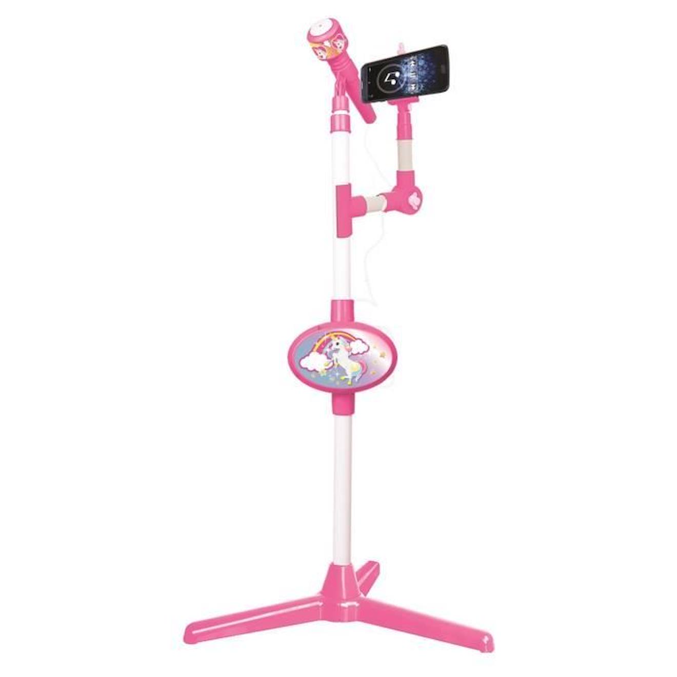 Microphone Licorne avec pied lumineux et haut-parleur