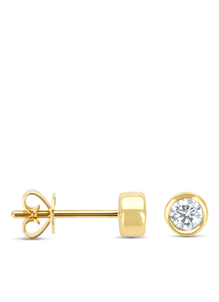 Diamond Point Yellow gold earrings, 0.40 ct diamond, Hearts & Arrows