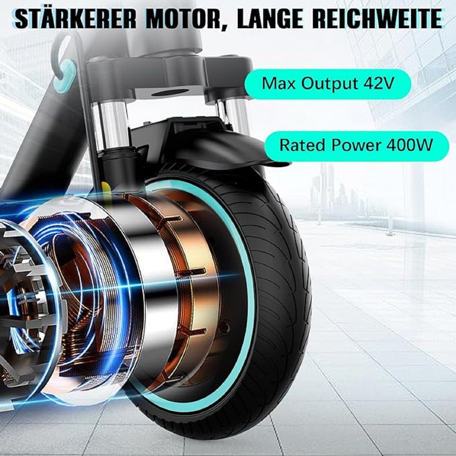 RCB E-Scooter mit Straßenzulassung (ABE), Elektroroller mit 400W Motor, Stoßdämpfung