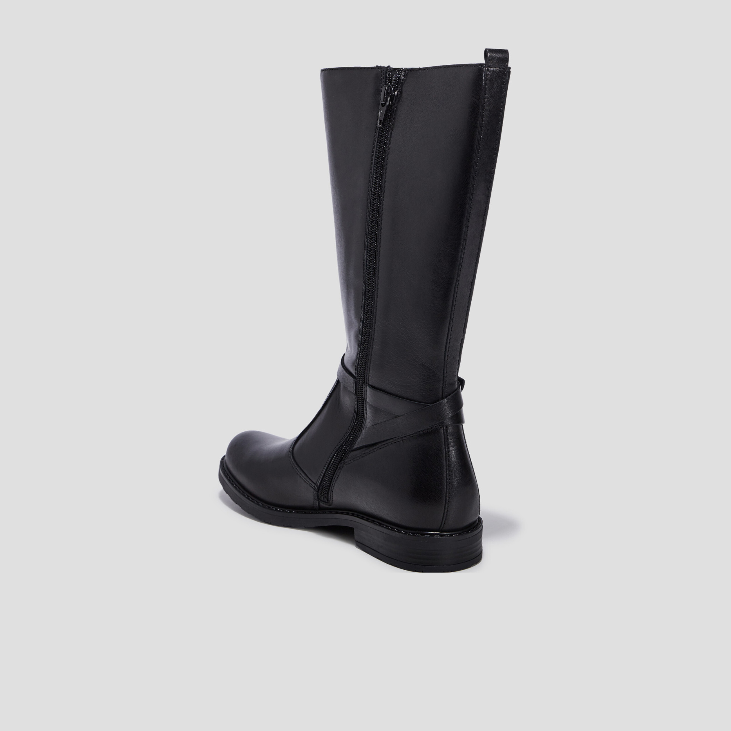 Bottes avec boucles en cuir noir fille | La Halle