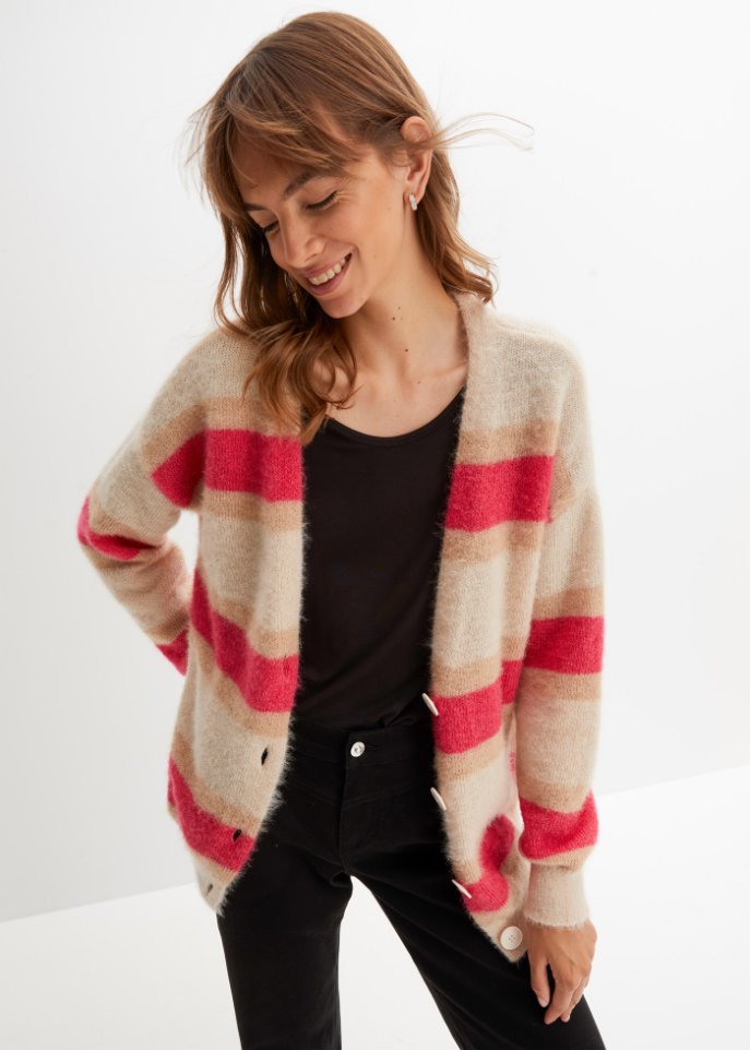 Gestreifte Strickjacke