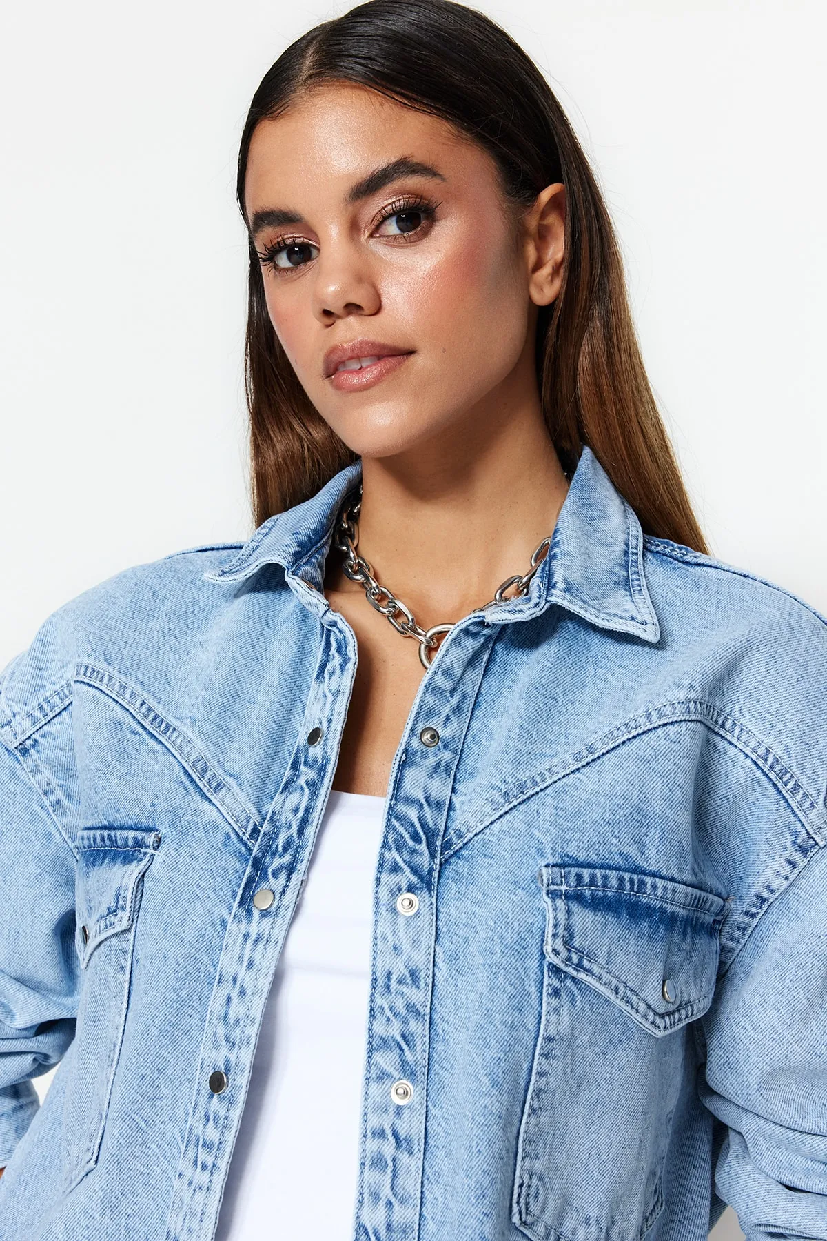 Trendyol Collection  Hemd - Blau - Oversized