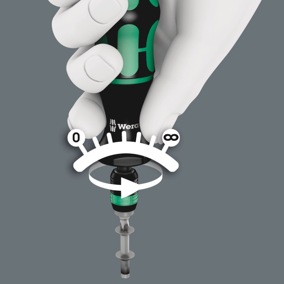 Wera 05074716001 Serie 7400 Kraftform Justerbar momentskrutrekker med standardinnstillinger (1,2–3,0 Nm) med Rapidaptor hurtigvekselholder 5074716001