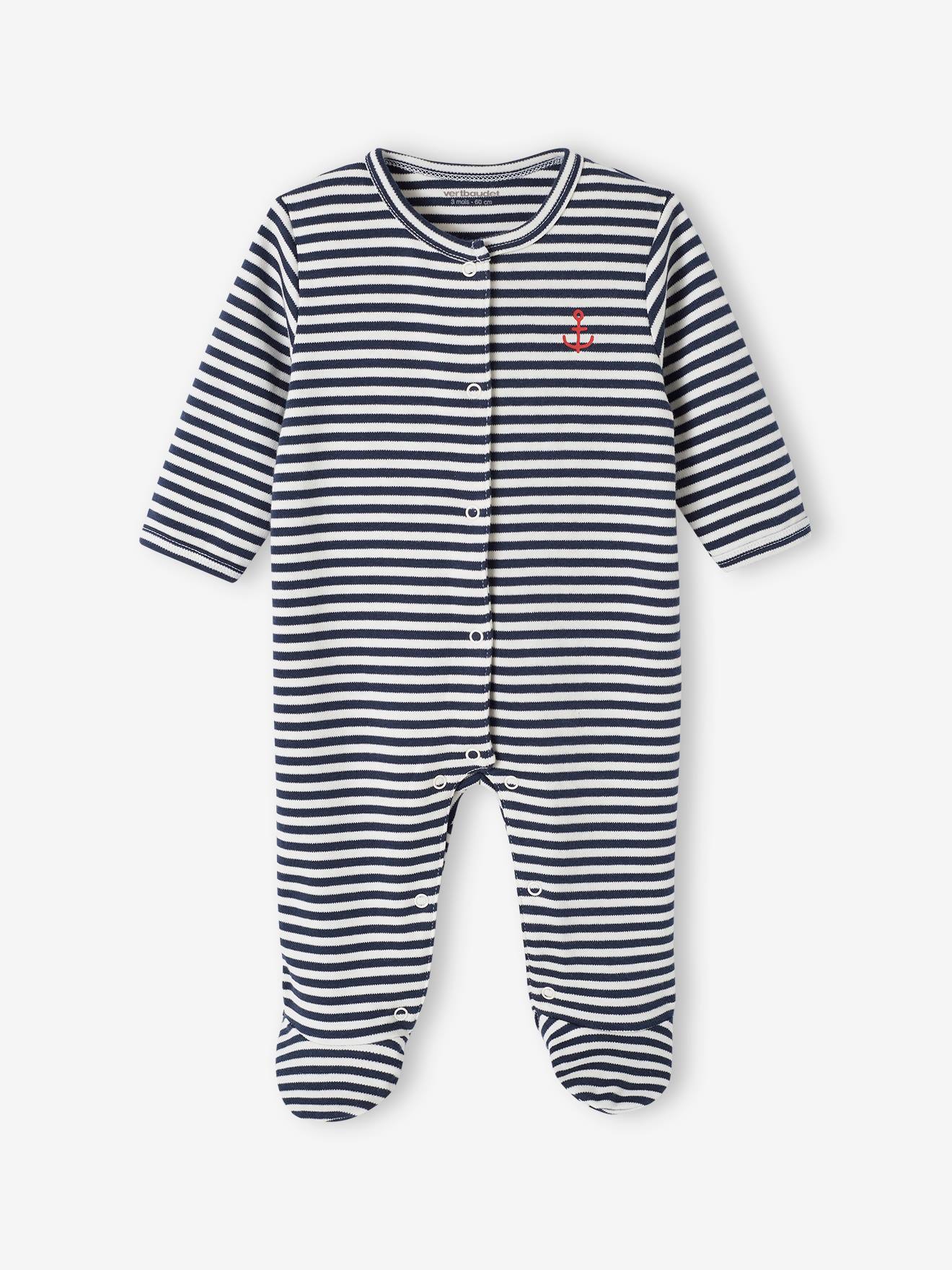 Vertbaudet 3er-Pack Baby Strampler aus Interlock Oeko-Tex - nachtblau