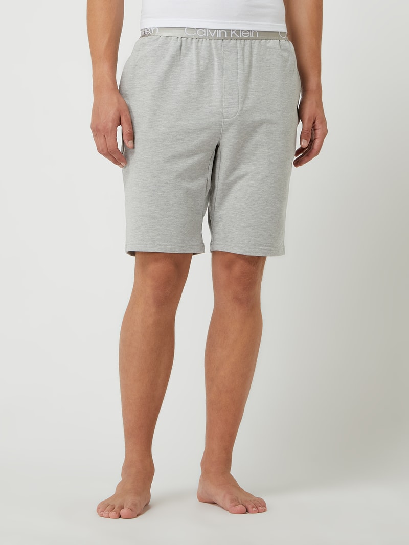 Sweatshorts mit Logo-Bund in mittelgrau meliert