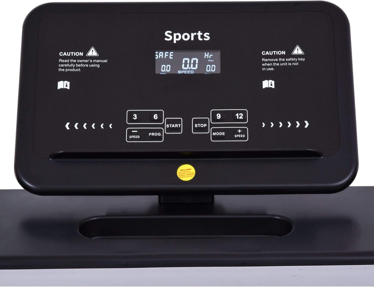HOMCOM Laufband (Motorisiertes Laufband Fitnessgeräte Klappbar Heimtrainer), mit 12 Programmen und Handyhalterung Belastbarkeit bis 100 kg Stahl+PP
