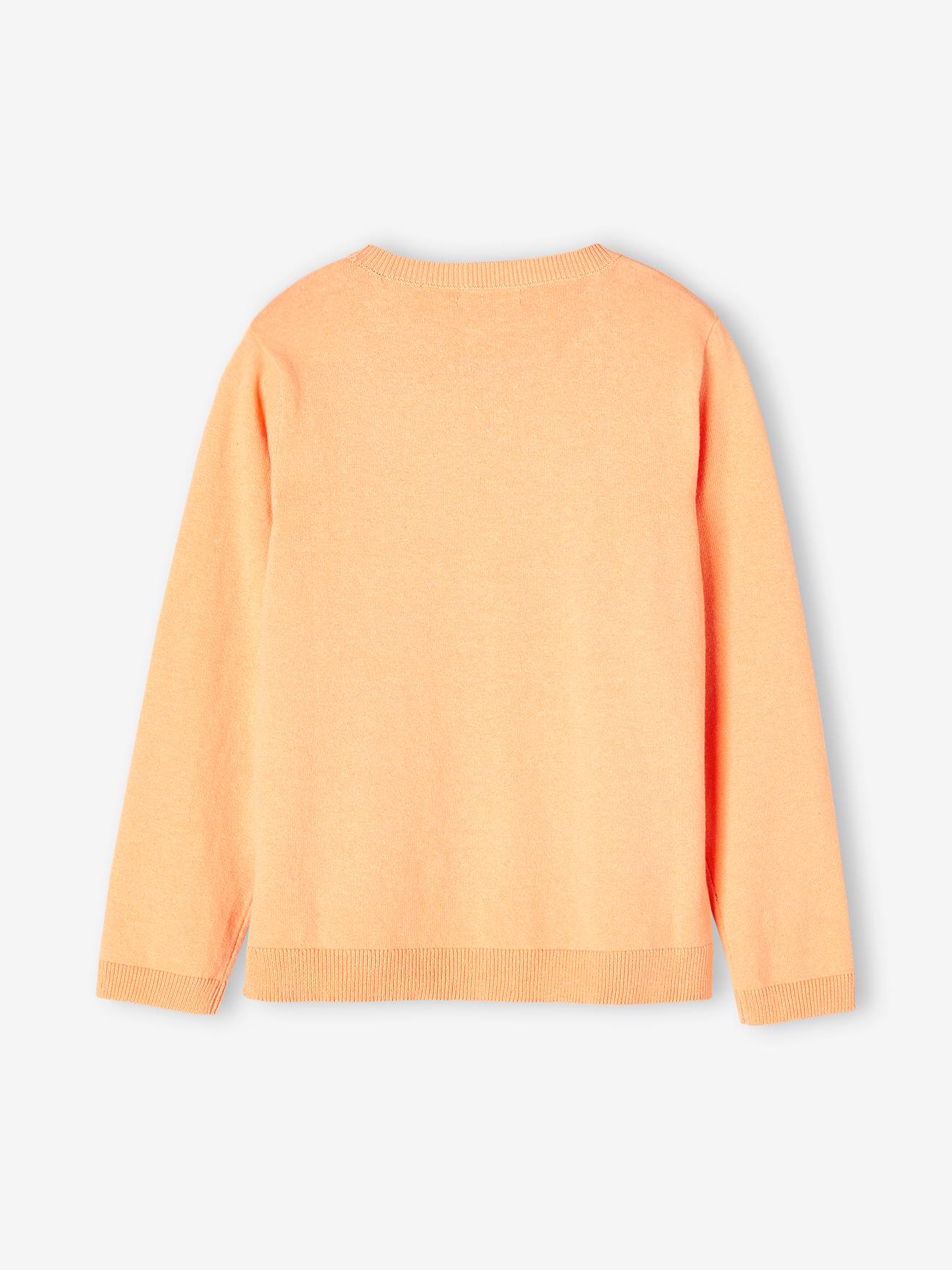 Pull Basics à message détails irisés fille abricot poudré