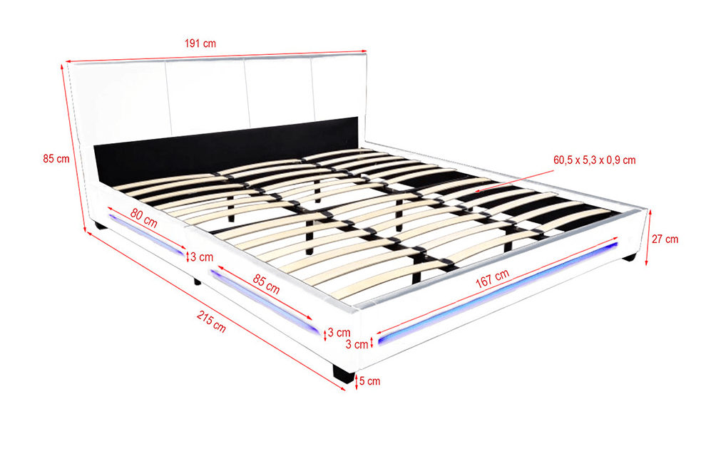 Home Deluxe LED Bett ASTEROID 180 x 200 Weiß