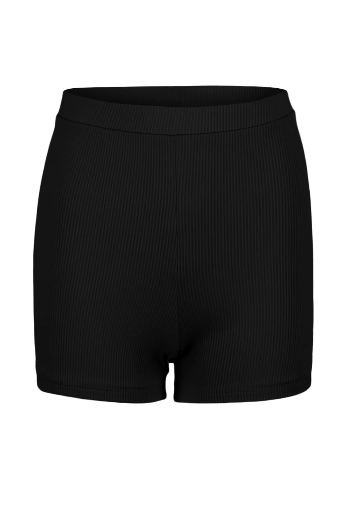 Trendyol Collection  Schwarze strukturierte Bikinihose mit hoher Taille und Shorts TBESS23BA00249