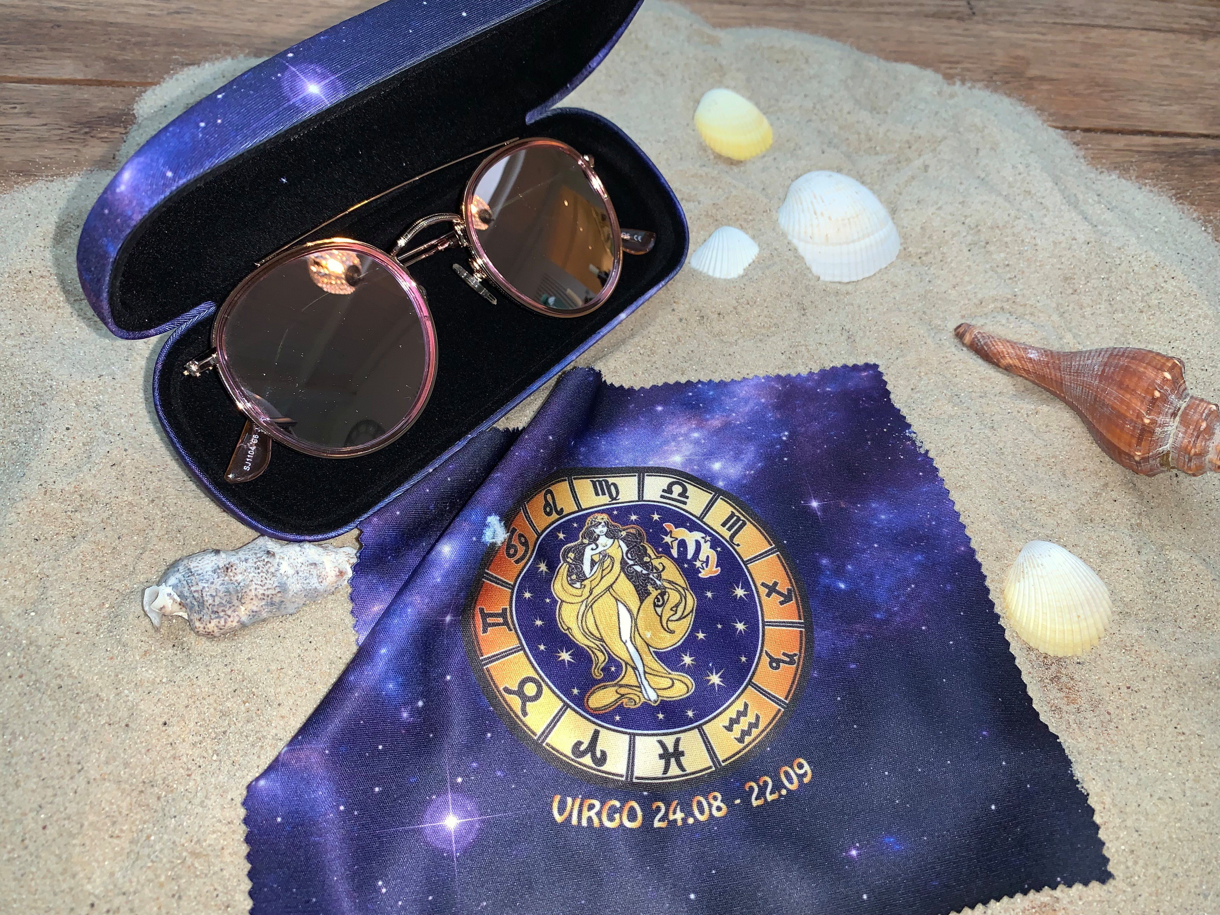 von Lilienfeld Brillenetui Brillenetui Sternzeichen Horoskop Tierkreiszeichen Motiv Brillenbox, stabiles mit Mikrofaser bezogenes Hardcase