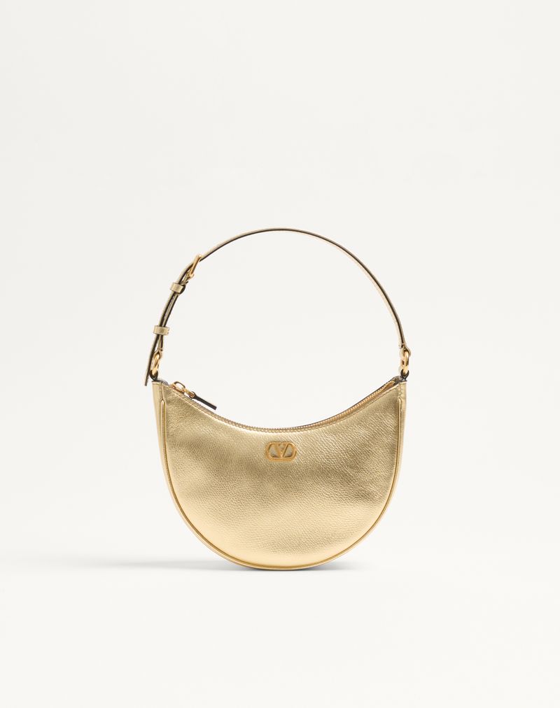 Mini Borsa Hobo VLogo Signature In Vitello Granato Laminato