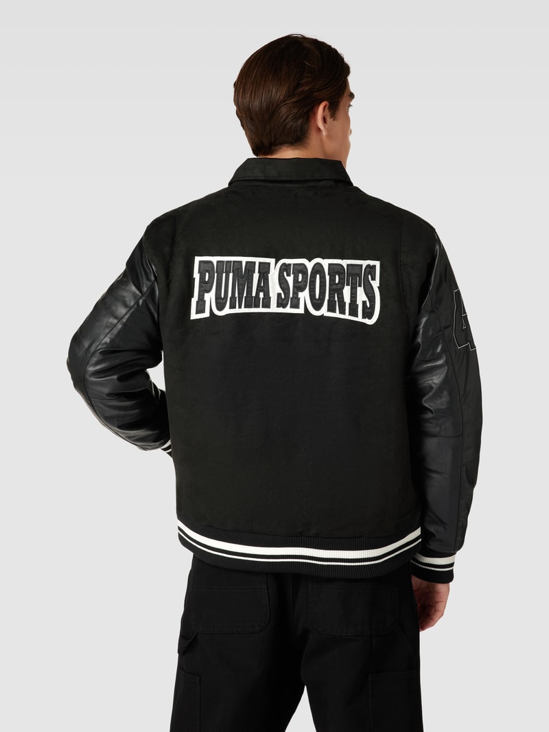 College-Jacke mit Label-Stitching in schwarz